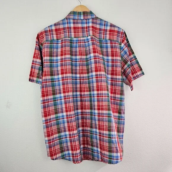 Ralph Lauren Chaps Linen Blend Colorful Plaid Shirt Mens Sz L Preppy Work Casual - Picture 6 of 9